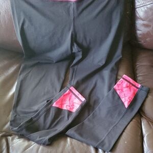 VSX Black Leggings with Pink Logo Waistband